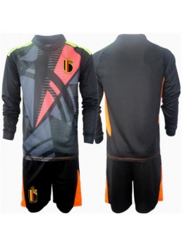 Billige Belgia Keeper Hjemmedraktsett Barn EM 2024 Langermet (+ Korte bukser)